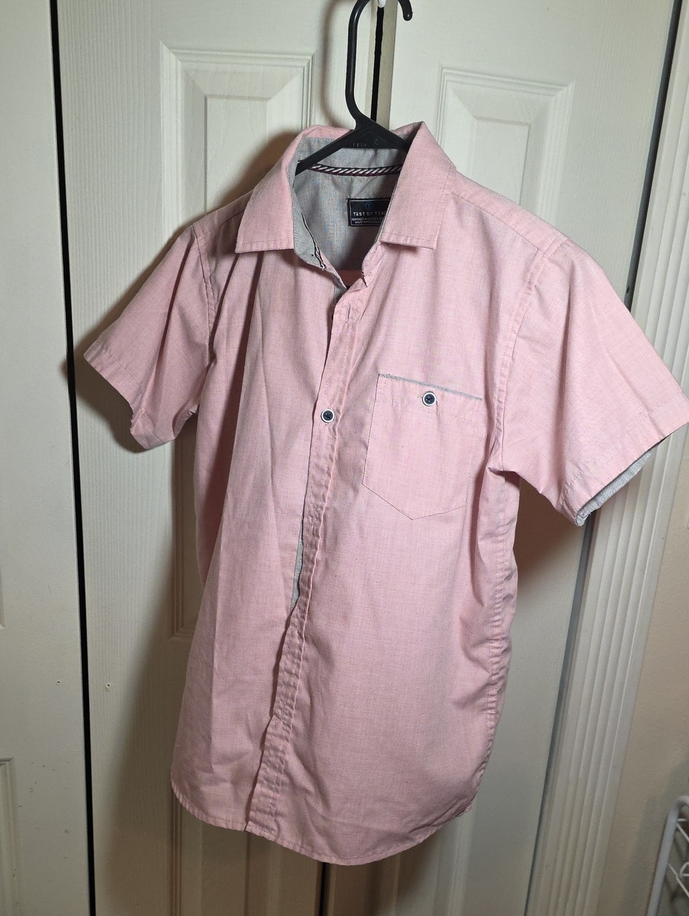 Classic Short-Sleeve Pink Boy's Button-Up Shirt